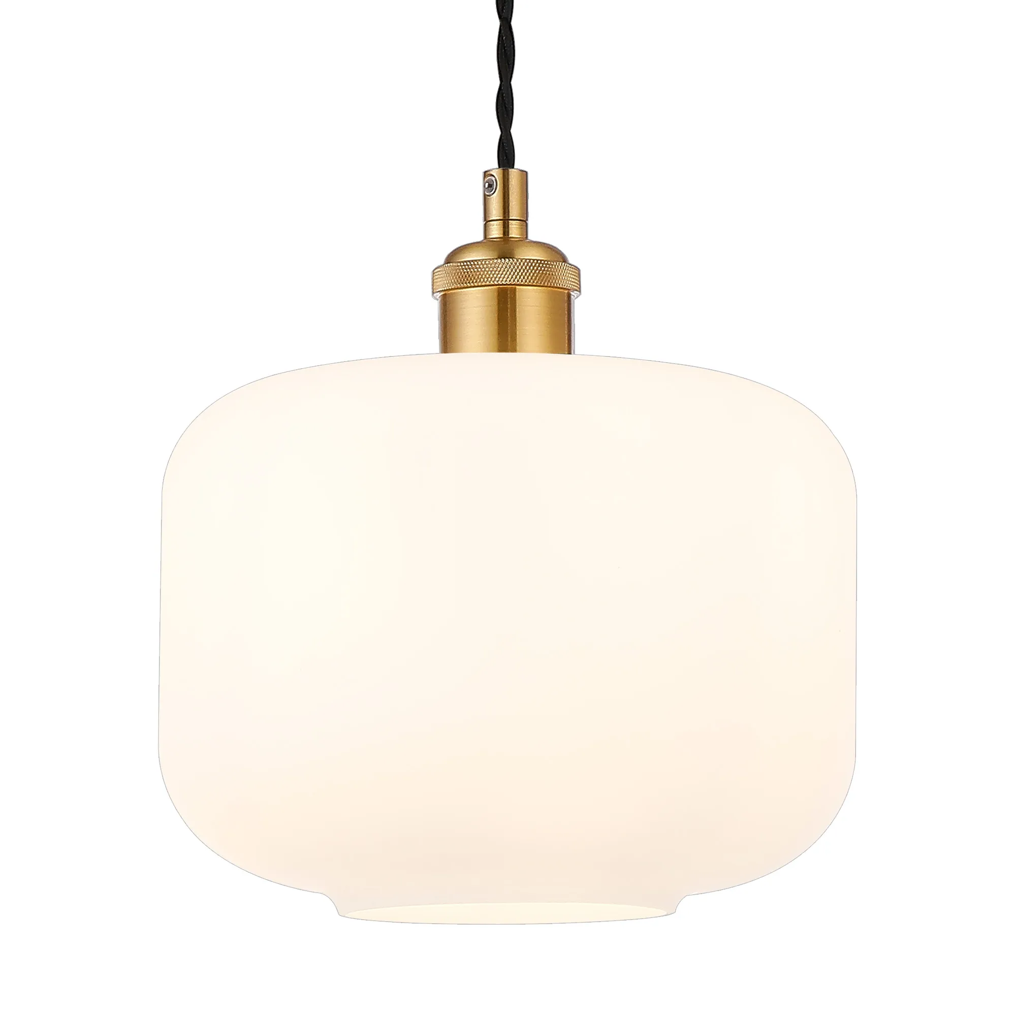 Cawdor Single Pendant, 1 Light E27, Gilt Bronze/Black/Opal Pumpkin Glass DK1141  Deco Cawdor